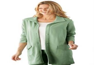 Plus Size Jacket with button front in soft French terry  Plus Size 