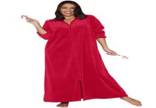 Plus Size Long hooded A line velour robe by Dreams & Co.®  Plus Size 
