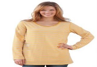 Plus Size Top, t shirt in striped knit  Plus Size Long Sleeve  Woman 