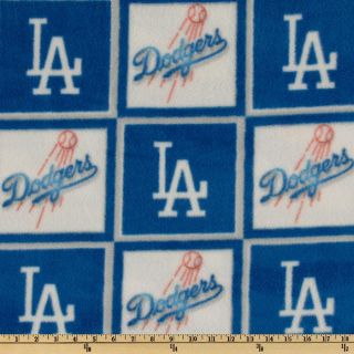 MLB Fleece Los Angeles Dodgers Blue/White   Discount Designer Fabric 