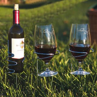 Handy Holder Stainless Steel Wine Bottle & Glass Holders for Outdoor 