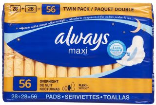 Always Maxi Pads Overnight with Wings   