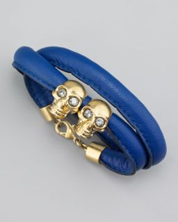 Alexander McQueen Twin Skull Wrap Bracelet, Prussian Blue