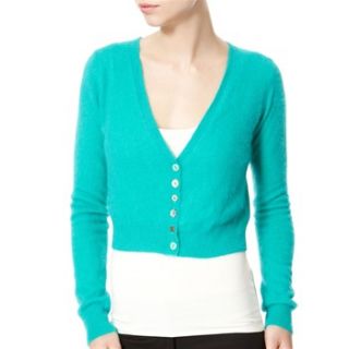 Avoca Anthology Turquoise Cropped Angora Blend Cardigan