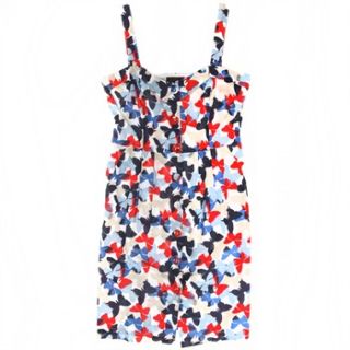 Great Plains Red/Blue Cotton Butterfly Button Dress