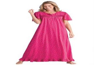 Plus Size Long cotton knit gown by Dreams & Co®  Plus Size Sleep 