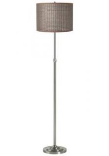 Woven Brown and Silver Brushed Steel Adjustable Floor Lamp