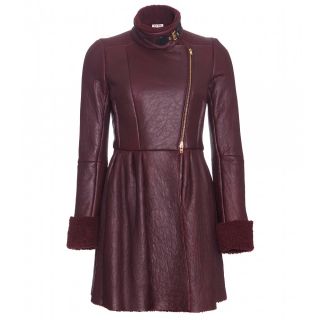    Miu Miu   LEATHER COAT WITH SHEARLING LINING   Luxury 