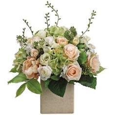 Peony Rose and Hydrangea Faux Silk Floral Arrangement