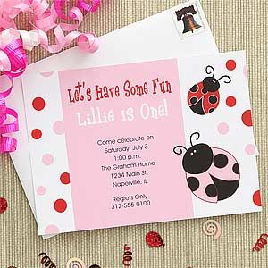 Ladybug Personalized Girls Party Invitations   7209