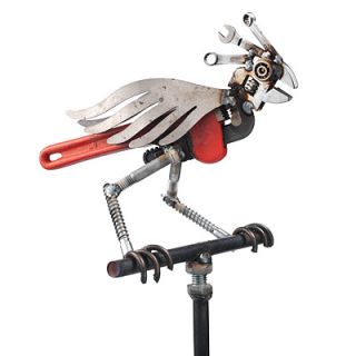 PERCHED PARROT  Recycled Metal Bird Sculpture  UncommonGoods