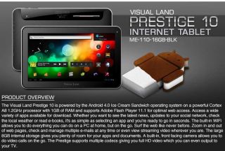 Buy the Visual Land Prestige 10 16GB Android 4.0 Tablet  