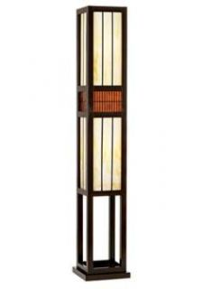 Wood and Art Glass Rectangle Floor Lamp
