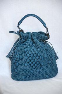 GERARD DAREL Boho SYRACUSE Long Popcorn Crochet Knit Bag Handbag Purse 
