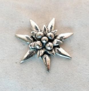 Edelweiss Flower Pin Badge in Fine English Pewter, Handmade