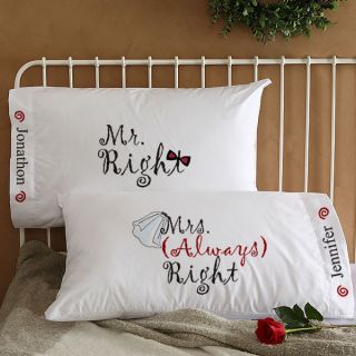 6466   Mr. and Mrs. Right© Personalized Pillowcase Set 