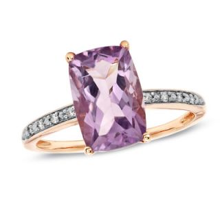 Pink Amethyst Ring in 10K Rose Gold with Diamond Accents   View All 