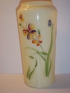 Fenton Glass BUTTERCUP YELLOW OVERLAY CASED Vase HP BUTTERFLY    