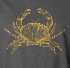 CRAB T Shirt gold ink Alaska summer boat beach Deadliest Catch king 
