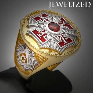 Masonic Knight Templar Cross Ring 18Kt Gold Plated