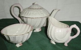   China NEPTUNE Pink Gold 3 pc Tea Set Whoopi Goldberg Owned MINT NR