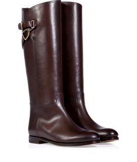 Ralph Lauren Collection Brown Burnished Calfskin Sachi Boots  Damen 