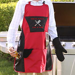 Our personalized Grill Master Ultimate 4pc Apron Set is embroidered 