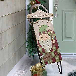 Vintage Santa Personalized Holiday Sled   On Sale Today