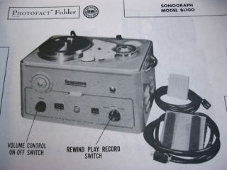 SONOGRAPH BL100 WIRE RECORDER PHOTOFACT PHOTOFACTS