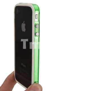 Protective Plastic Frame Case for iPhone 4 Green & White   Tmart