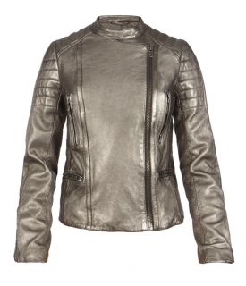 Metallic Colby Leather Jacket, , , AllSaints Spitalfields
