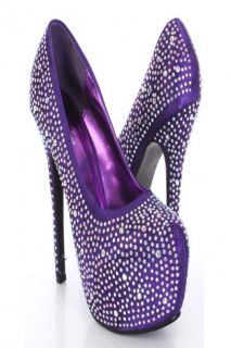 Purple Clear Crystal Satin Stiletto Heels @ Amiclubwear Heel Shoes 