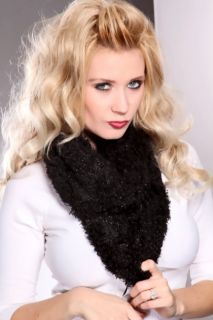 Black Fuzzy Plush Eternity Scarf @ Amiclubwear scarf Online Store 