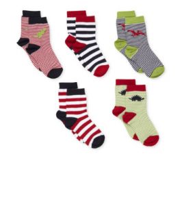 Mothercare Stripe Silhouette Dinosaur Socks   5 Pack   socks 