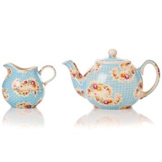Avoca Blue Antique Paisley Two Cup Teapot/Sugar/Cream Stacker