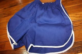   NOS vtg 80s SHORT SHORTS blue/purple * GYM jogging TRACK p.e. * 2B