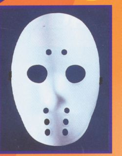 Sturdy white plastic face mask with comfortable elastic strap.