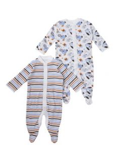 Matalan   Pack Of 2 Dog Print Sleepsuits