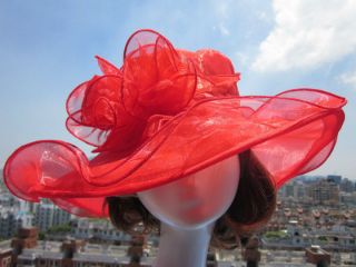Womens Vintage Kentucky Derby Sun Hat Wide Brim Wedding Church Racing 