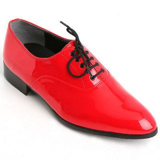 Mens glitter red synthetic leather Oxford Lace Up Dress Shoes wedding 