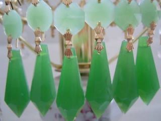 OPAL GREEN COLOR GLASS TEARDROP CHANDELIER PRISM WEDDING XMAS DECOR 