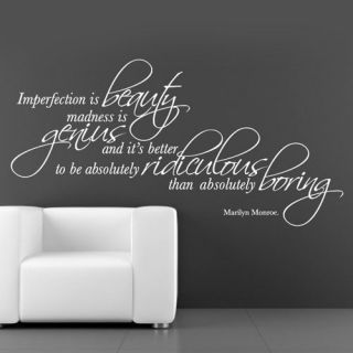 0015   Marilyn Monroe   Imperfection Is Beauty Quote   Vinyl Wall Art 