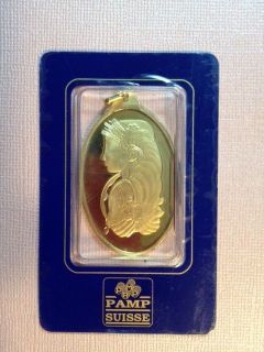 oz Fortuna Oval Shaped Pamp Suisse Pure Gold Pendant bar 15.85 g