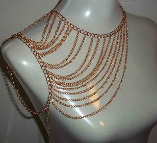 GOLDEN COLOR FASHION LARGE BODY CHAIN NECKLACE BODY SHOULDER CHAIN 