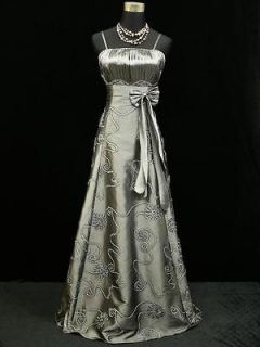  Satin Grey Long Sparkle Lace Wedding/Evening Gown Dress UK Size 12 14