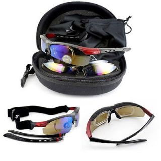   UV400 Black Cycling Bicycle Bike Sports Goggles Sun Glasses + 5 lens
