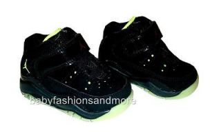 NEW Baby boys Air Jordan black/lime green shoes, GLOW IN THE DARK