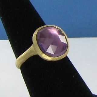   Jaipur Ring 18k Yellow Gold 12mm Round Faceted Amethyst Sz 7.5 NEW