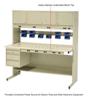 Work Bench with Electric  Fixed Height  Overhead and Under The Bench 