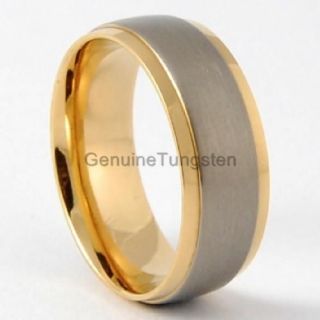 8mm Mens Titanium Rings 14K Gold Wedding Band Size 6 13